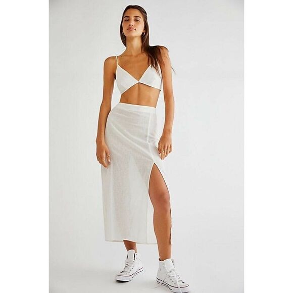 NEW FREE PEOPLE Sz XS LIBBY LACE MIDI DRESS PASTEL BLUE - Picture 3 of 3